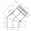 Peisrør Ø150x45° m/Luke Senotherm 2mm thumbnail